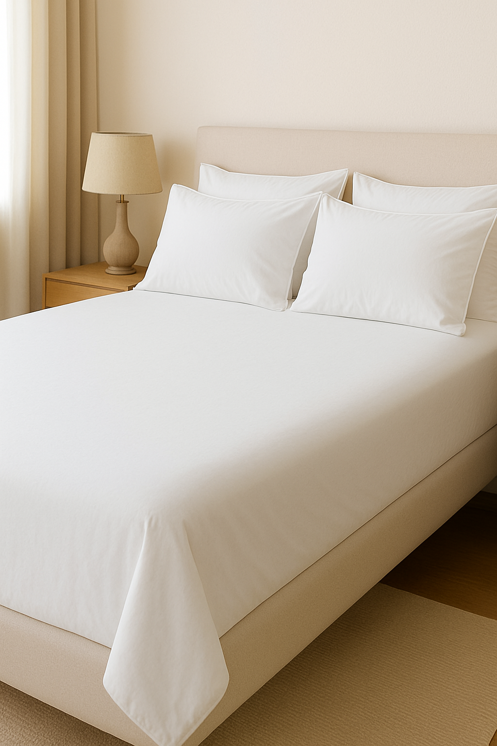 Double Cotton Bedsheet - White
