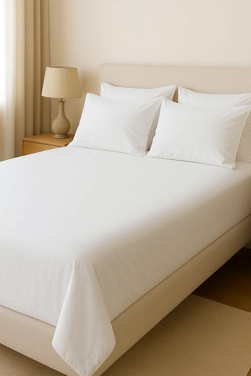 Double Cotton Bedsheet - White